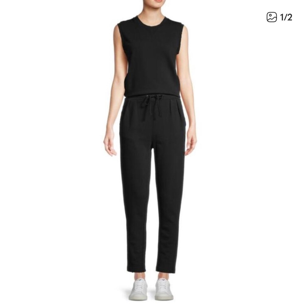 Joe's Jeans Black Sleeveless Marnie distressed jumpsuit with Drawstring Waist